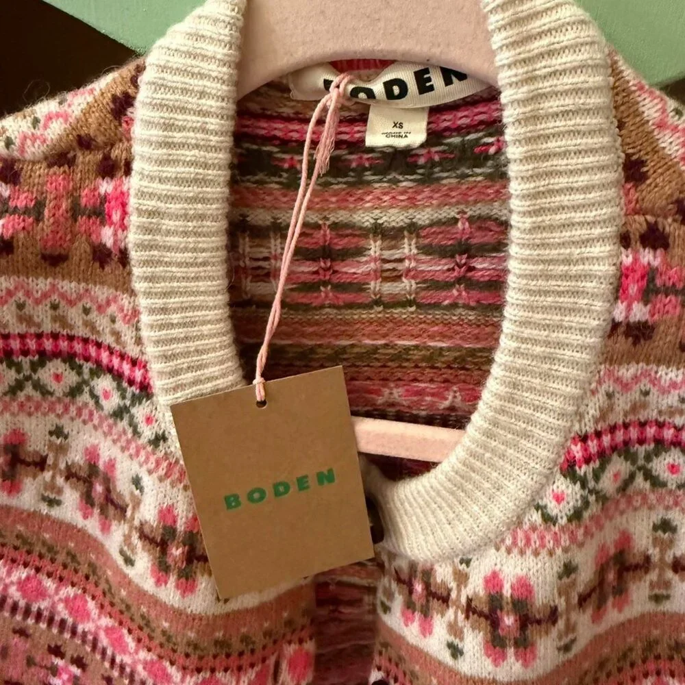 Pink and white Boden knitted cardigan xs with tags orig $230 - Picture 3 of 5